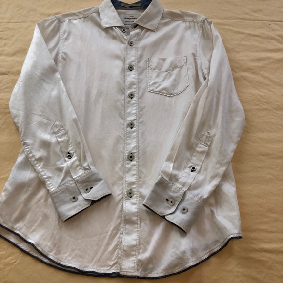 Men's Tommy Bahama White Lyocell/Cotton Shirt - Picture 2 of 16